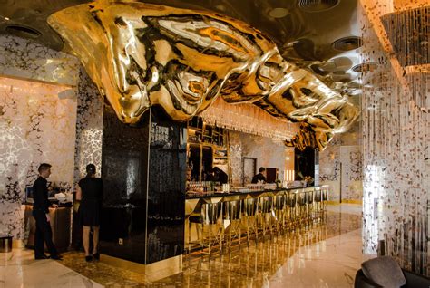 Bar, pub, club, bars and pubs, lounge, nightlife, cocktail bar, bars downtown. A golden age for Dubai: the "Gold on 27" bar illuminated ...