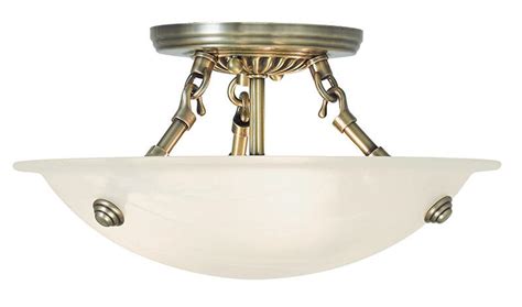 Excellent price and excellent quality. 3 Light Livex Antique Brass Oasis Semi Flush Ceiling ...