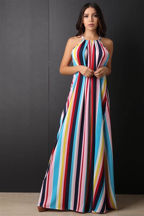 Colorful Vertical Striped Maxi Dress Colorful Maxi Dress Maxi Dress
