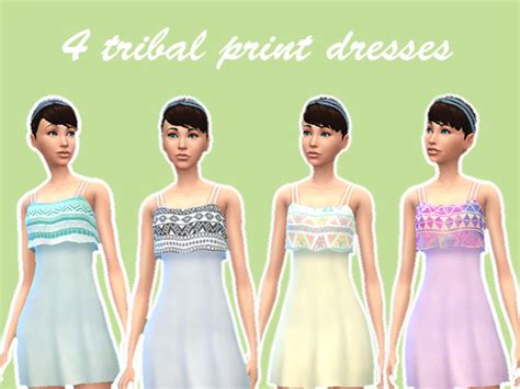 The Sims Resource Tribal Print Dresses Recolors