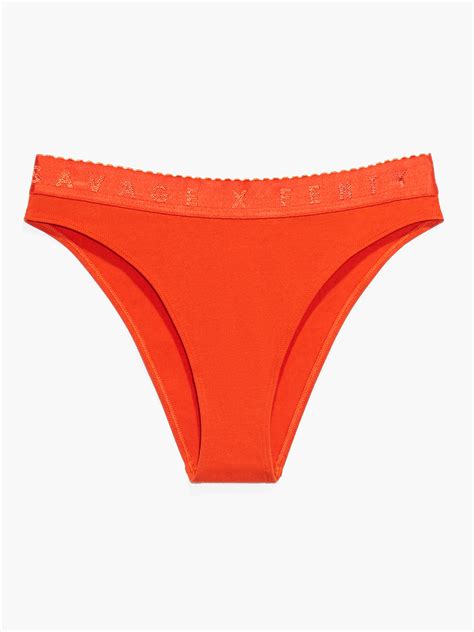 Savage X Cotton High Leg Bikini Panty In Orange Red SAVAGE X FENTY
