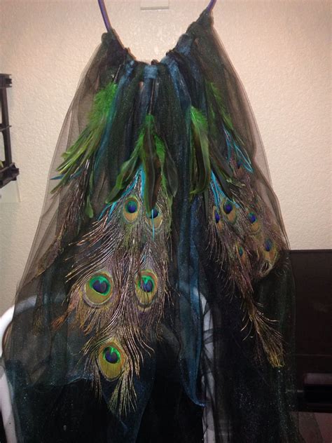 Diy Peacock Tail Made From Tulle Eye Feathers And A Belt No Sewing