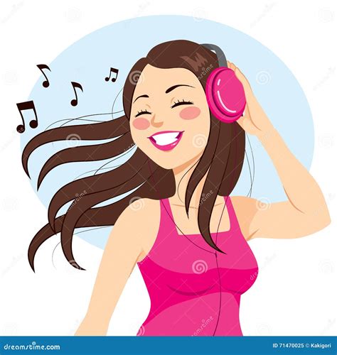 Woman Listening Music Stock Vector Illustration Of Lifestyle