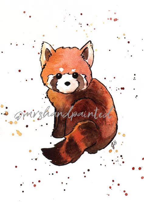 Watercolor Red Panda Digital Reproduction Printable Fine Etsy