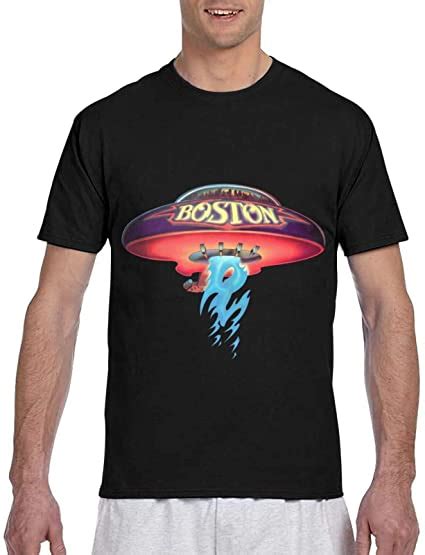 boston band logo man s t shirts classic round neck tee casual short sleeve blouse black