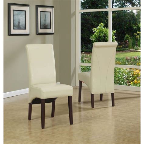 Simpli Home Avalon Satin Cream Faux Leather Parsons Dining Chair Set Of 2 Ws5134 Cr The Home