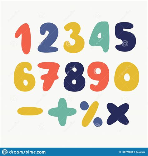 Colorful Set Of Hand Drawn Numbers Isolated On White Folded Paper