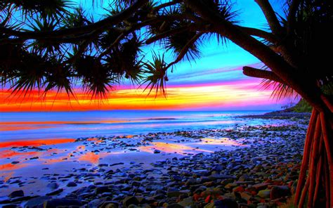 Tropical Landscape Colorful Beach Sunset Desktop