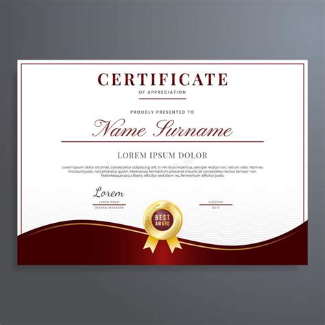 Plantilla De Certificado De Apreciación Rojo Y Oro Diseño Moderno De