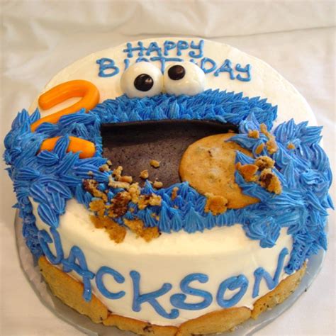 A Birthday Cake Decorated To Look Like Cookie Monster