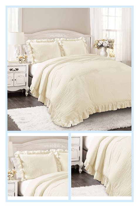 Lush Décor Reyna 3 Piece King Comforter Set In Ivory Give Your Bedroom A Shabby Chic Look With