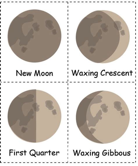 Moon Phases Flashcards Printable Nice Art Etsy