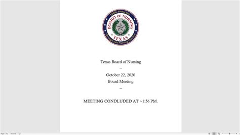 Texas Bon Texas Board Of Nursing Oct 22 2020 Youtube