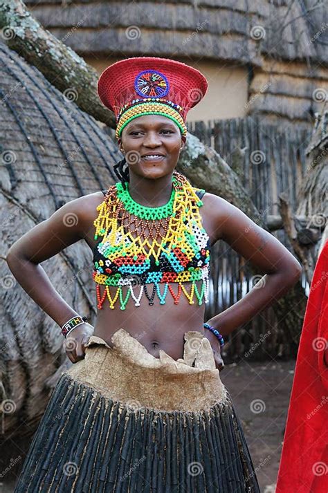 zulu woman wearing handmade clothing at lesedi cultural village editorial photo image of