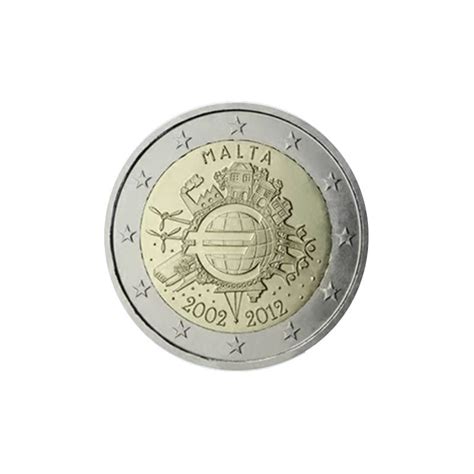 Malte 2012 2 Euro Commémorative 10 Ans De Leuro