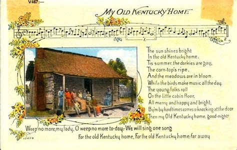 Kentucky Ky My Old Kentucky Home Lyrics Song Poem Postcard Ky546992 My Old Kentucky Home
