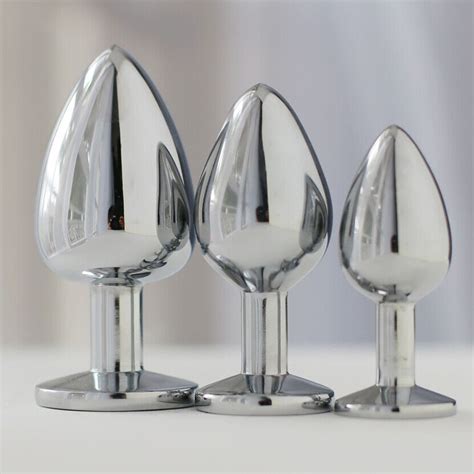 Jeweled Anal Butt Plug Stainless S M L Set Sex Toy For Women Men Metal