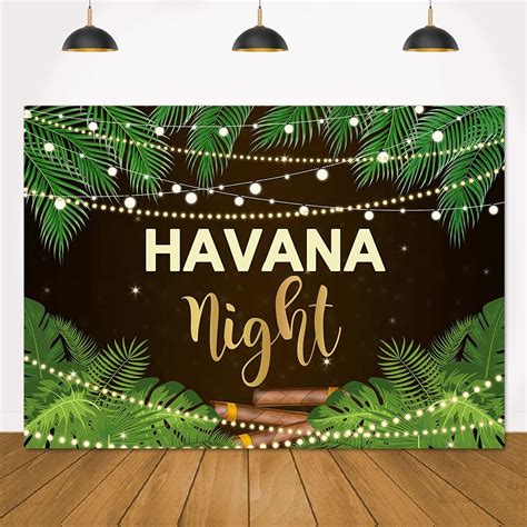 Lofaris Havana Nights Backdrop Palm Leaves Adult Birthday Party