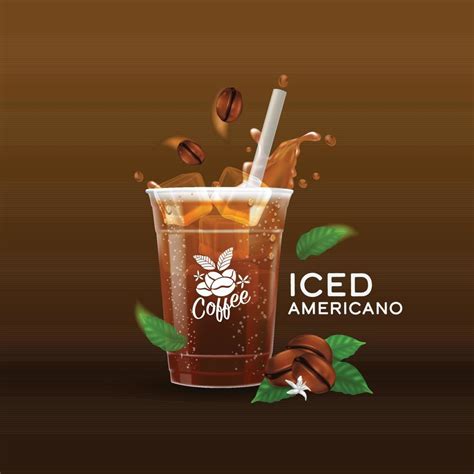 Cold Brewed Coffee Takeaway Cup Vector Illustration Iced Americano