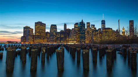 The Port Manhattan New York City Sunset Dusk Landscape 4k Ultra Hd Desktop Wallpapers For