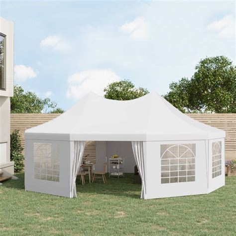 Outsunny Large Decagon 10 Wall Gazebo Canopy Tent Outdoor 29x21 White