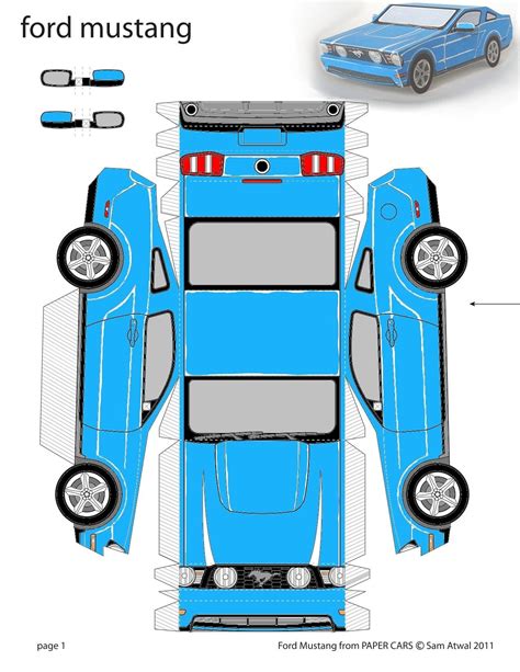 Grabber Blue 2011 Ford Mustang Paper Car Coupe