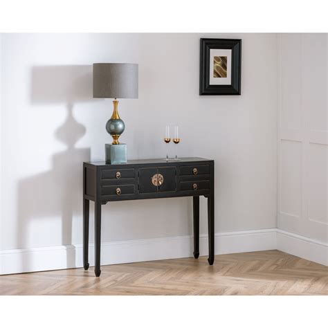 Black 4 Drawer Hall Table Crown French Furniture