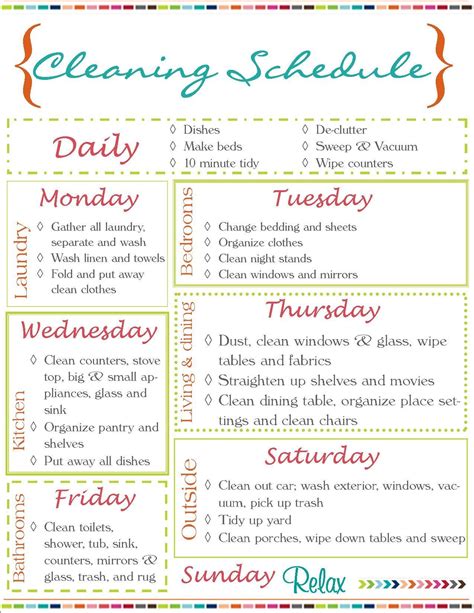 Cleaning Schedule Because Someday I Might Be Able To Clean Like This