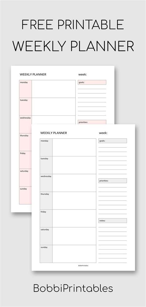 Simple Weekly Planner Printable Artofit