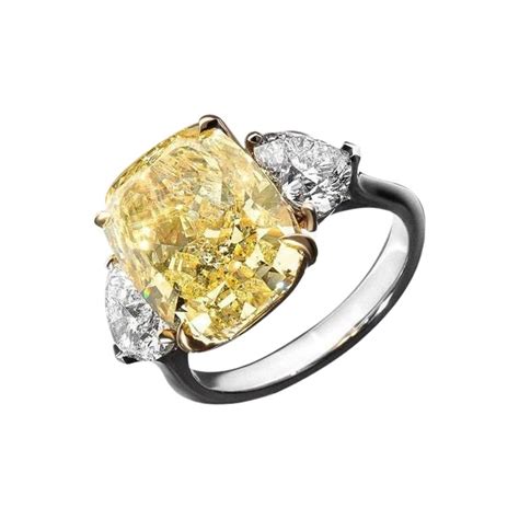 Gia Certied 5 Carat Canary Fancy Yellow Elongated Cushion Cut Diamond