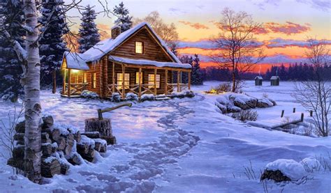 Log Cabin Painting At Explore Collection Of Log