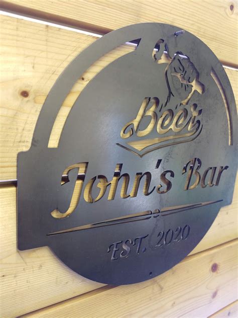 Personalized Custom Bar Beer Sign Metal Any Name Word And Date Etsy