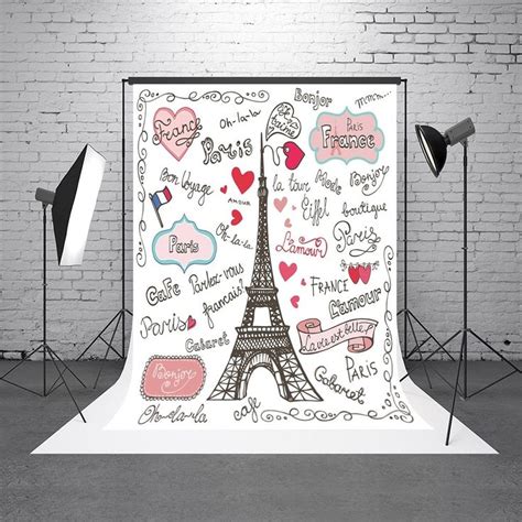 5x7ft Eiffel Tower Love Backdrop Photography Background Photo For