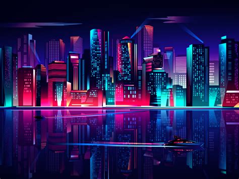 Glow Night Skyline By Alona Shostko On Dribbble