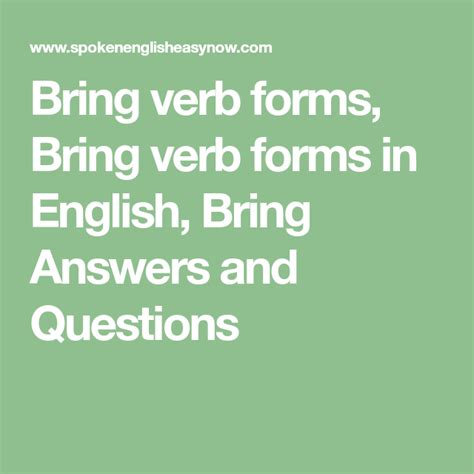 Bring Verb Forms Bring Verb Forms In English Bring Answers And