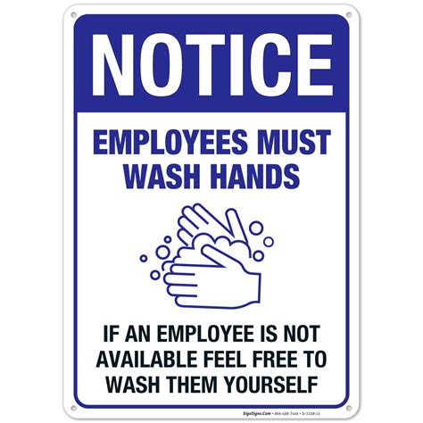 Funny Hand Washing Sign Employees Must Wash Hands Sign 10x14 Aluminum