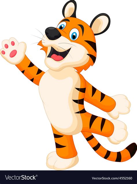 Happy Cartoon Tiger Posing Royalty Free Vector Image