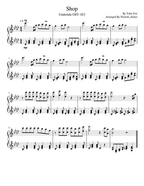 Shop Undertale Ost 023 Sheet Music For Piano Solo