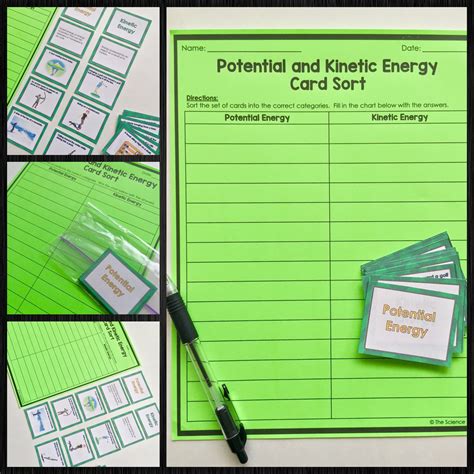 Potential And Kinetic Energy Card Sort Teaching Energy Physical