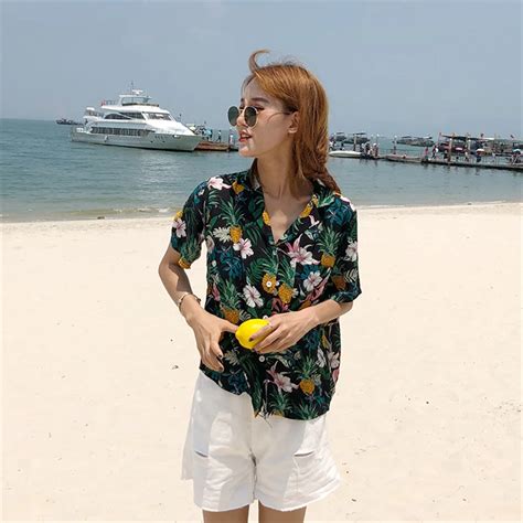 Hzirip 2018 New Women Summer Print Flower Shirt Tops Short Sleeve Casual Fashion Shirts Female