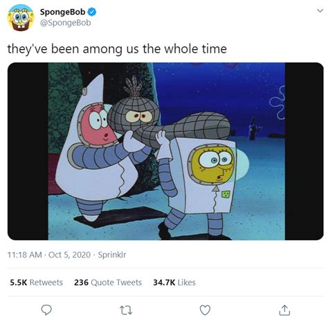 Spongebob Official Twitter Posted This Among Us Know Your Meme