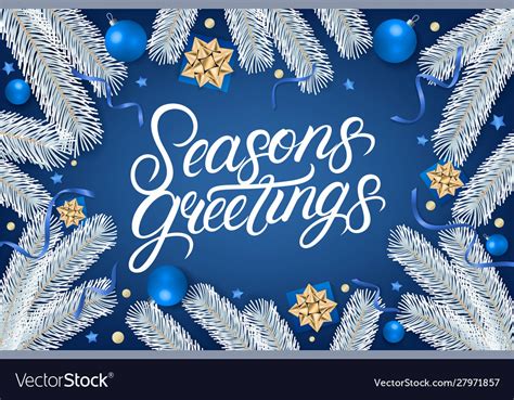 Seasons Greetings Hand Written Lettering Text Vector Image