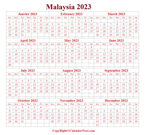 Malaysia Calendar 2023 With Holidays Calendar Next
