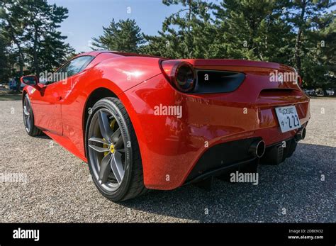 Rear View Of A Red Ferrari 488 Gtb Outdoors In Sunshine Stock Photo Alamy