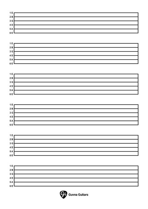 Blank Guitar Tab Printable Pdf Sheet Guitar Fretboard Chart Guitar