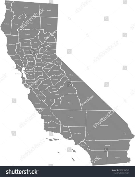 California County Map Vector Outline Gray Stock Vektor Royaltyfri
