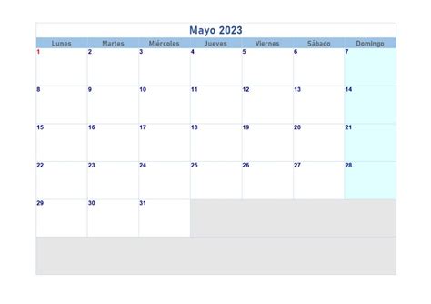 Calendario Mayo 2023 Para Imprimir Word