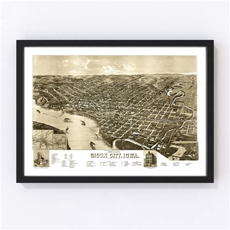 Vintage Map Of Sioux City Iowa 1888 By Teds Vintage Art