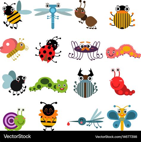 Cartoon Bugs And Insects Set Royalty Free Vector Image