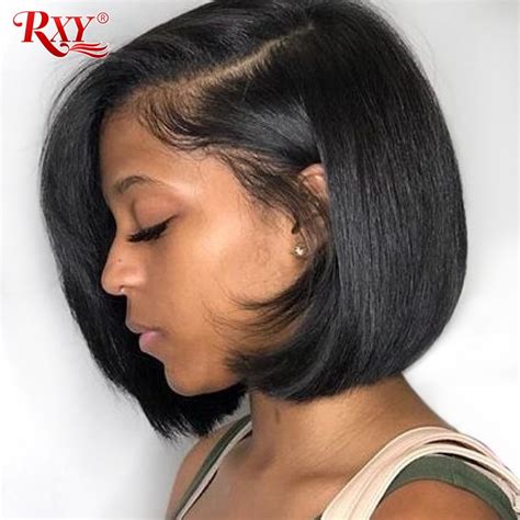 13x6 Short Bob Wigs Rxy Straight Lace Front Human Hair Wigs For Black